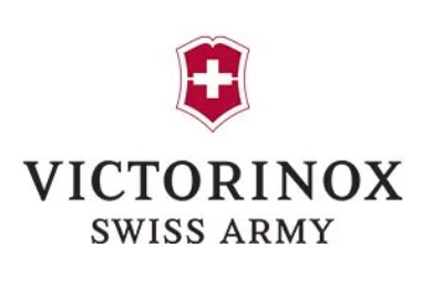 Victorinox Swiss Army logo with a red shield featuring a white cross above the words “VICTORINOX SWISS ARMY” in black capital letters.